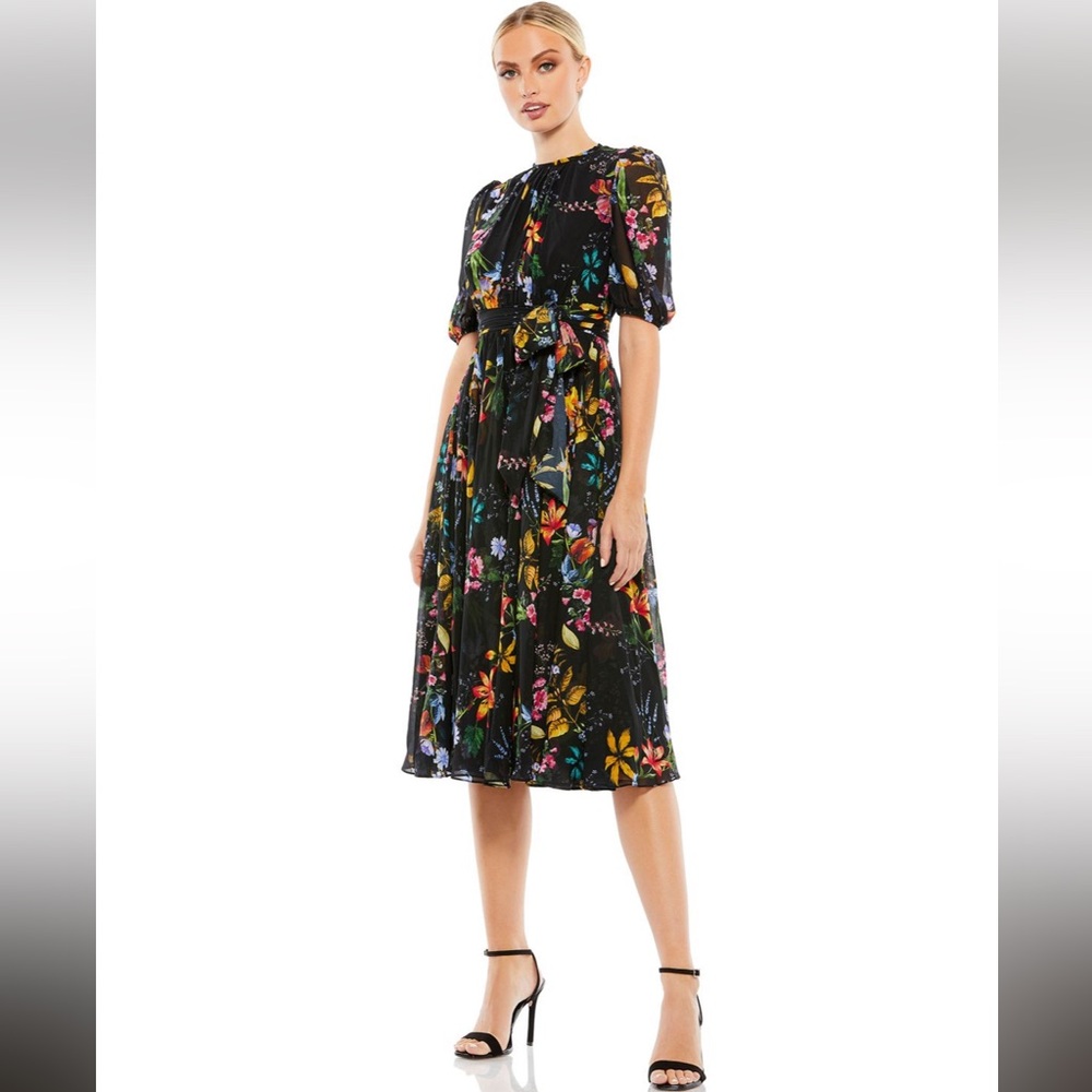 Ieena for Mac Duggal 55625 Puff
Sleeve Floral Print Dress NWT
